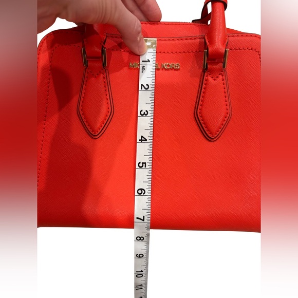 Michael Kors Saffiano Leather Satchel – Red MK Charm - Picture 9 of 13